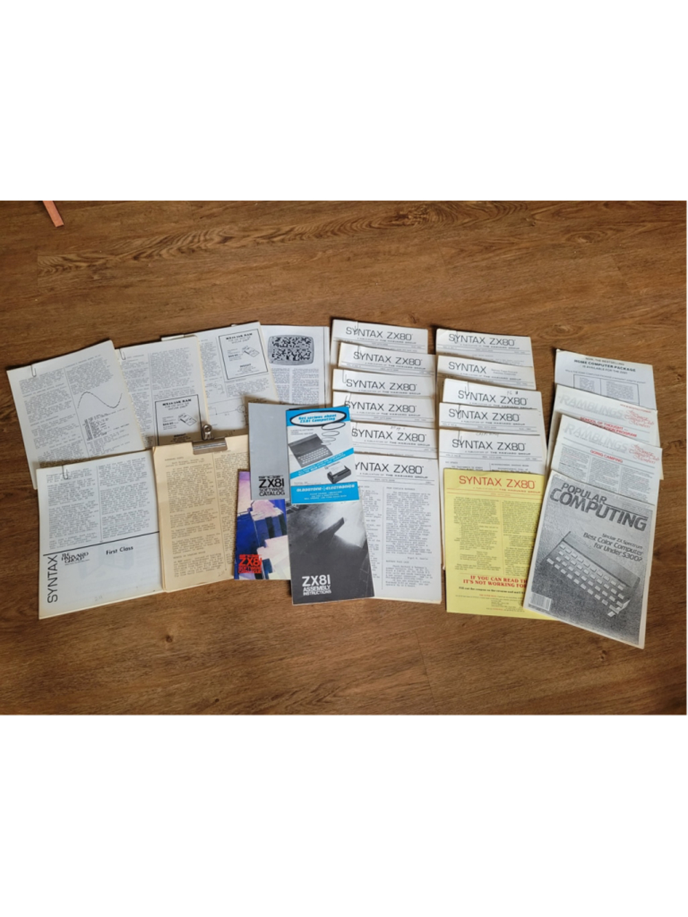 Vintage Sinclair ZX80 ZX81 Computer Paperwork Lot Syntax Newsletters Manuals